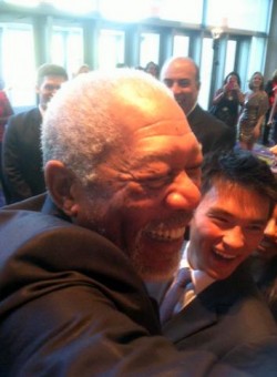 Colton with Morgan Freeman at the 2012 Scholars Banquet