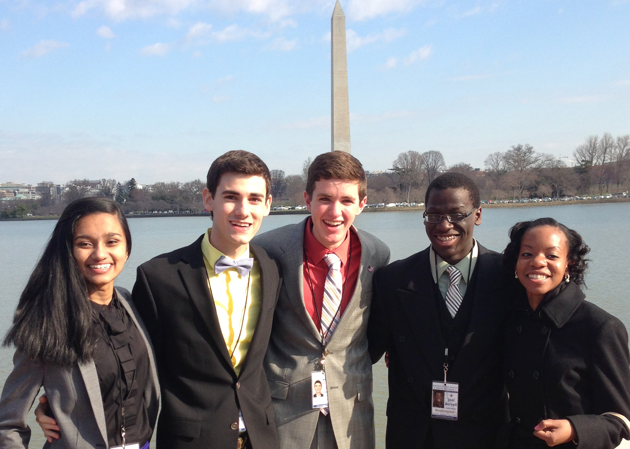 2013 Coke Scholars, Anjali Fernandes, Eric Beeler, Zach Bequette, Joel Bervell and Olivia Castor, met up in Washington, DC recently and took this photo.  They all happened to be there as part of the United States Senate Youth Program!
