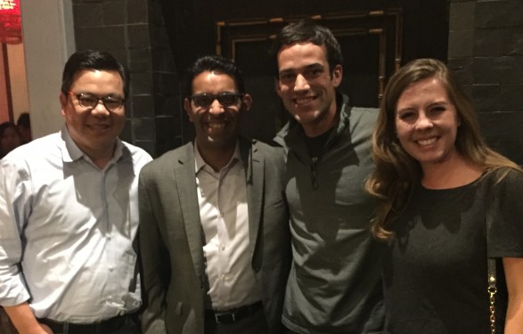 Scholars Kevin Chung (1990), Mehul Patel (1994), Jason Pate (2005), and Sarah Williams (2011) met up in California.