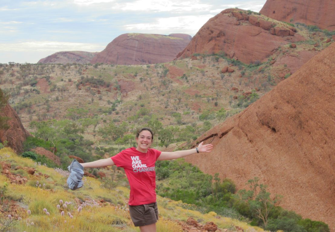 Tory Bredt (2006) and her husband went to New Zealand and Australia and sent us a picture of her wearing her Coke shirt...