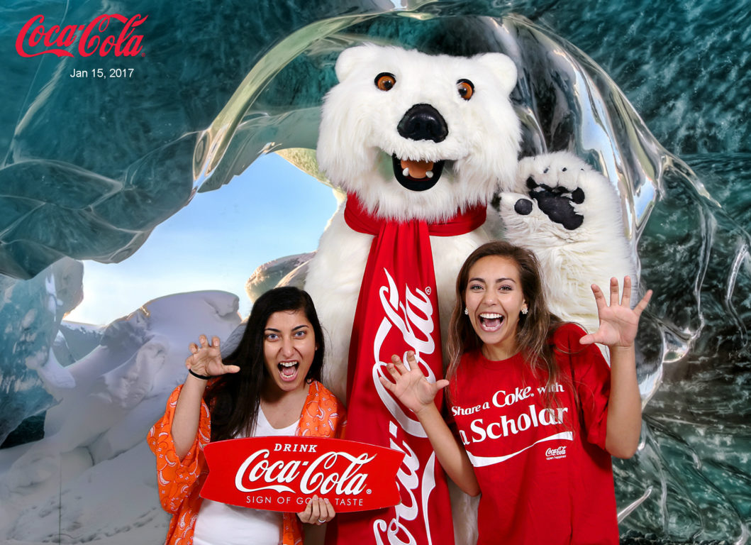 Nilofer Rajpurkar visited fellow 2013 Scholar Madison Pfaff in Orlando over Martin Luther King, Jr., weekend. They had so much fun at Disney World and stopped to take this photo for us in the Disney Coca-Cola store!