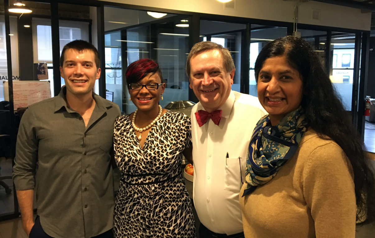 The San Francisco interview team: Pat Blute (2008), Maisha Gray (1995), Mark Davis, and Tina Paikeday (1990).