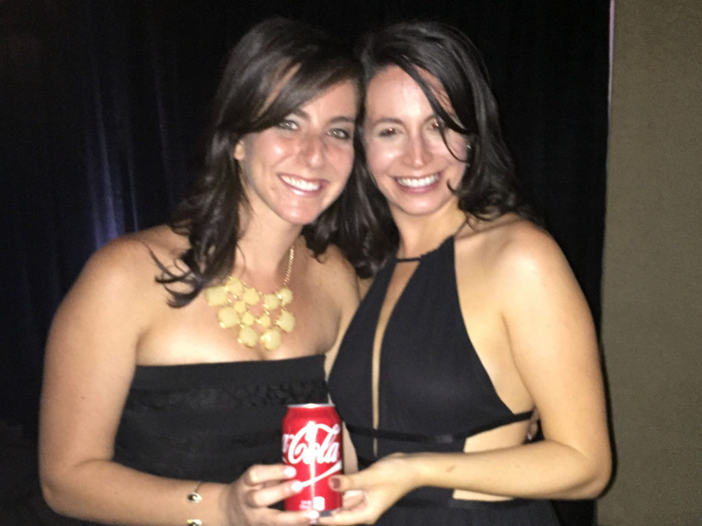Gabbi Lewin (2008) and Hannah Lapin (2010) shared a Coke at Milestone, an annual fundraiser for Jewish young professionals in Austin.