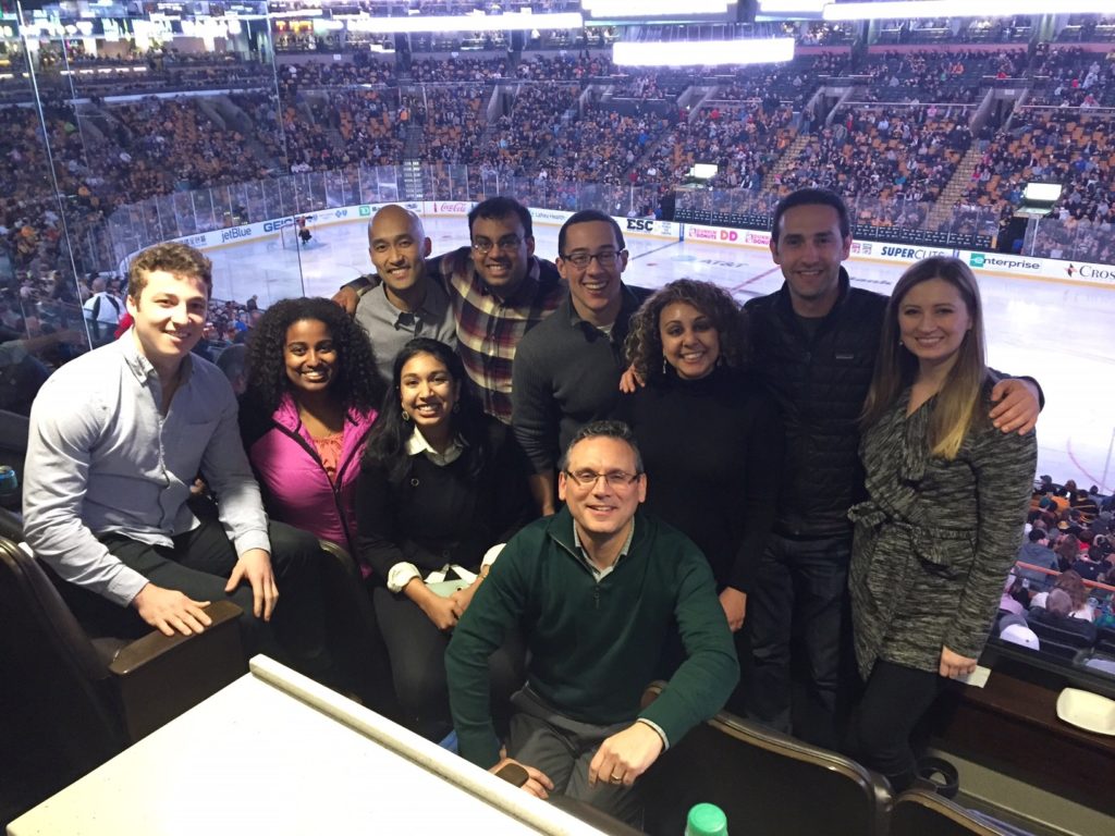 A group of Coca-Cola Scholars and alumni in Boston attended a Boston Bruins game as guests of The Coca-Cola Company on March 28. Paul Herring (General Manager for New England Market Units, Coca-Cola Refreshments) hosted them in the Coca-Cola suite! We are grateful to him and Nick Martin (Director, Public Affairs and Communications) for organizing the event.