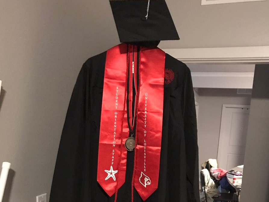 Jeremy Ball (2013) getting ready to graduate from the University of Louisville.