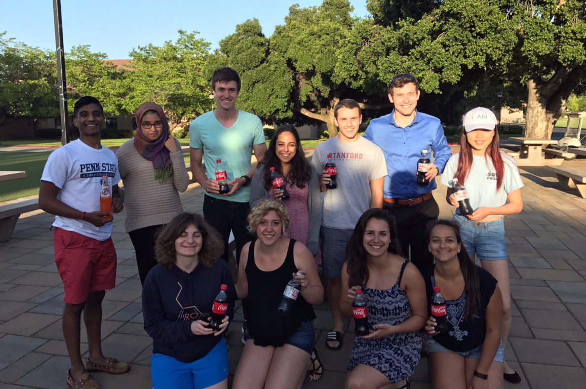 Stanford Scholars took a break from finals to share a Coke on campus.