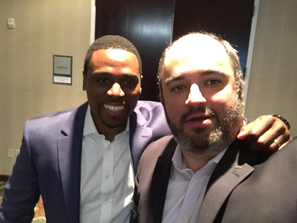 Fellow Coke Scholars and Presidential Leadership Scholars Daron Roberts (1997) and Rudy Fernandez (1991) connected at the Presidential Leadership Scholars program meeting in Austin.