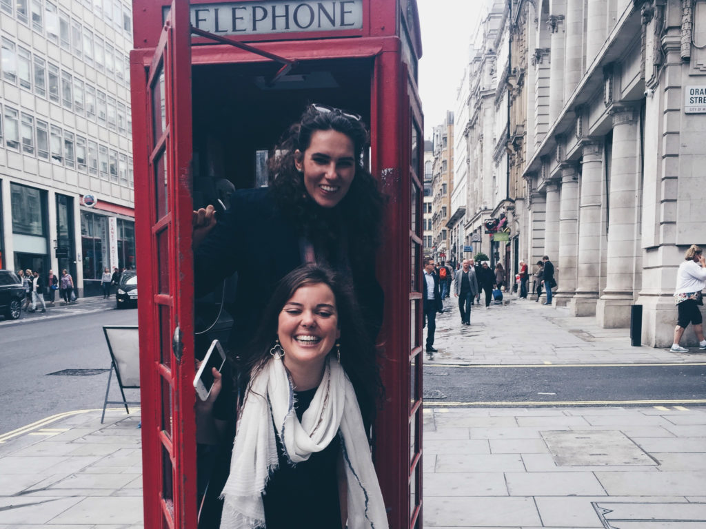 Sophia and Hope Arcuri (2014) exploring the Borough Market in London together. 