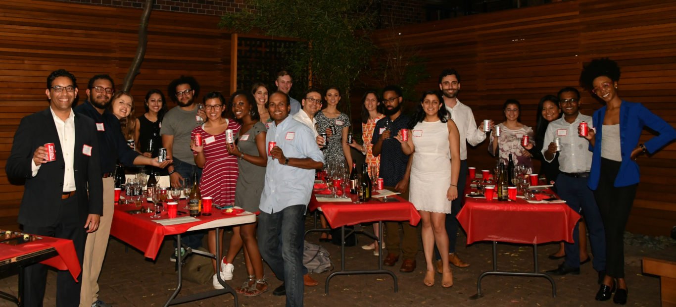 Pamit Surana (1989, far left) hosted over 20 Scholars for a chocolate tasting in NYC.