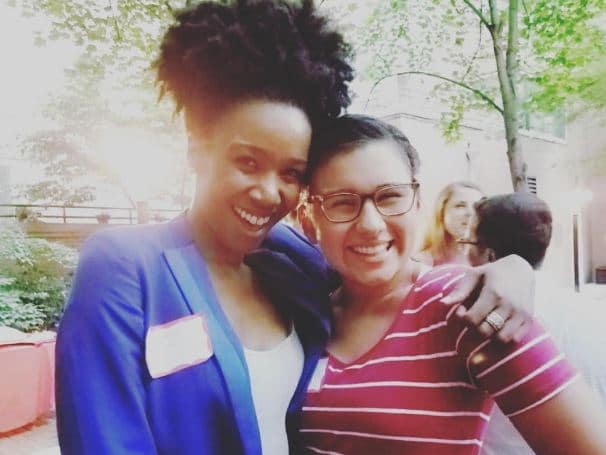 Jacqueline Aquino (2012) and Christina Kelly (2010) snapped a picture together. Both women attended Elmont Memorial High School.