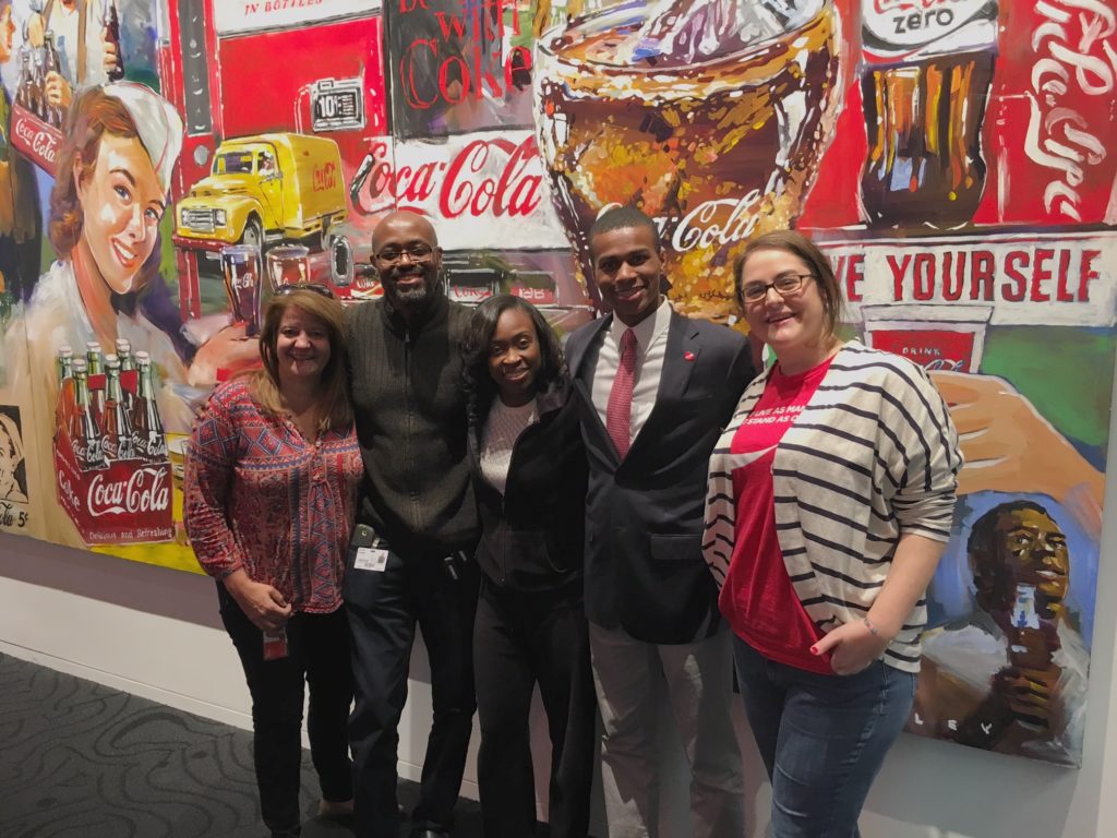 Justin J. Pearson (2013) and his mom and uncle visited The Coca-Cola Company while in Atlanta for his brother’s wedding.
