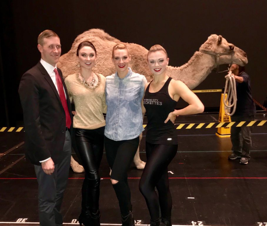 Kyle Baldwin (2008) and Kate Wesler (2010) saw the Rockettes together at Radio City Music Hall in NYC! Kate has friends that are Rockettes so they were able to get a backstage tour after the show where they met Ted the camel, a 20 year veteran of the show. 