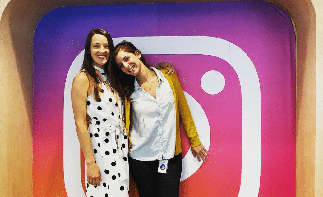 Hilary Corna (2003) and Gabbi Lewin (2008) met up at Facebook's office.