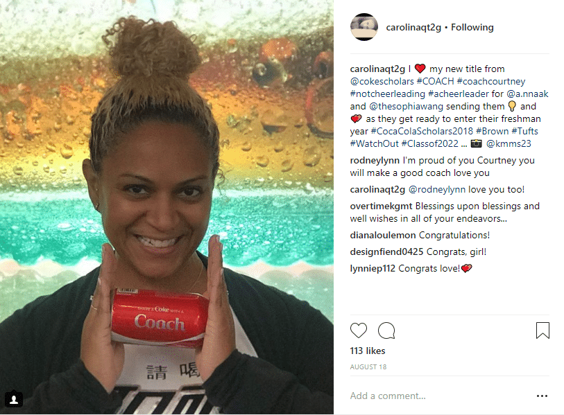 Courtney Lynn (1996) posed with an appropriately named Coke can during coach training in Atlanta.