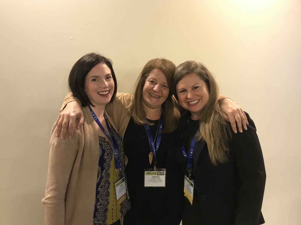 Lauren and Carolyn from CCSF attended the CASE Conference in Atlanta and ran into Jaime Levins (2002).