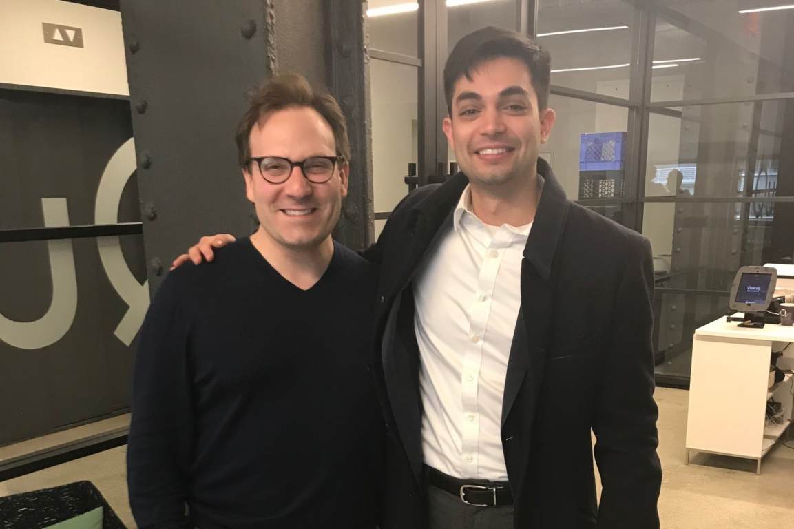 Robert Accordino (1999) got together with Joe English (2013) in New York City to discuss “Hope in a Box”, a project that is a collaboration between Joe's and fellow Scholar Joel Bervell (2013). Hope in a Box works with public schools to make classrooms more LGBTQ-inclusive.