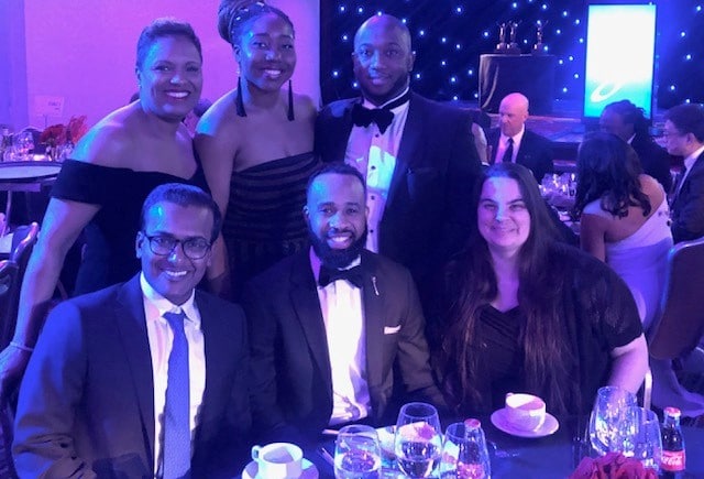 Coke Scholars in New York City were able to attend the Jackie Robinson Foundation Awards Dinner as guests of The Coca-Cola Company. Scholars who attended included: Arjun Agarwala (2011), Quintin Haynes (2007), Heather O’Dell (1997), Jumoke Opeyemi (2014) and Lael Chappell (2002) – featured here with Felicia Wasson (top left) from the Coca-Cola Company.